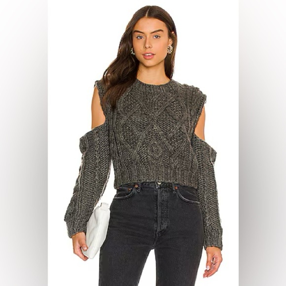 NWT For Love & Lemons Andie Cut Out Sweater Grey Size XS - Picture 1 of 4